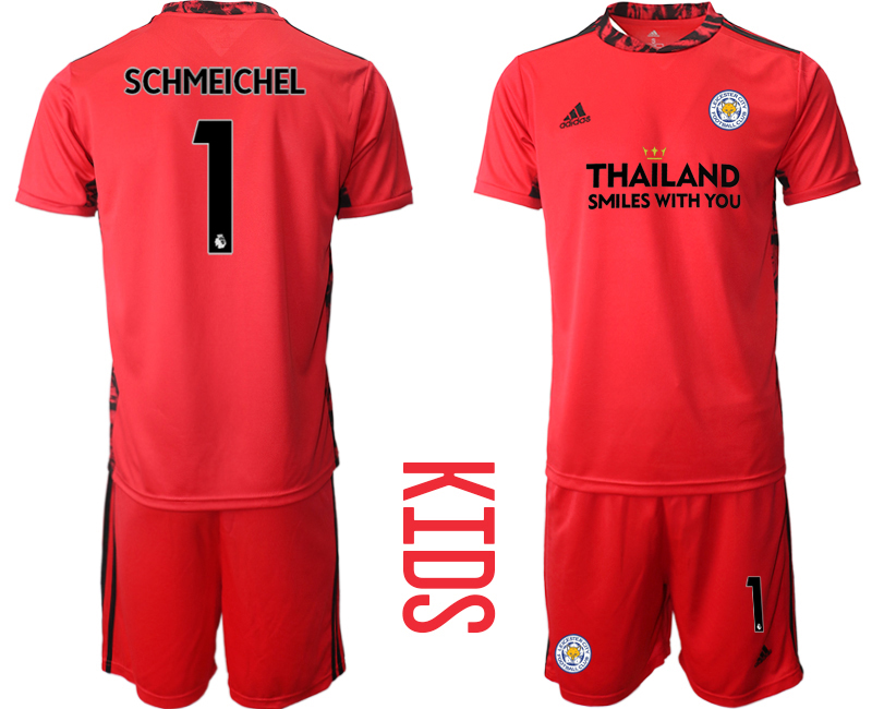 Youth 2020-2021 club Leicester City red goalkeeper #1 Soccer Jerseys->los angeles galaxy jersey->Soccer Club Jersey